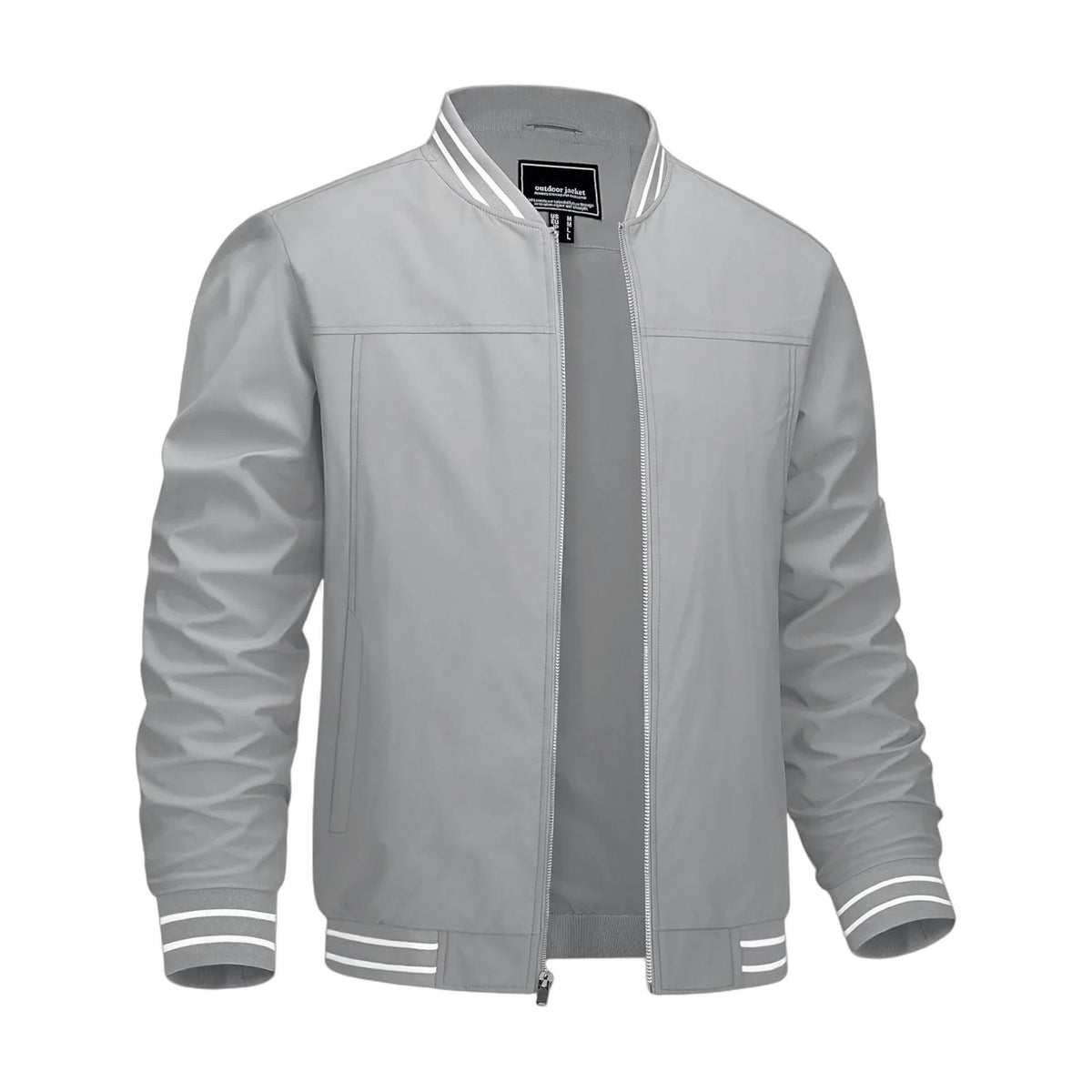 Men's Lightweight Bomber Jacket - Light Grey